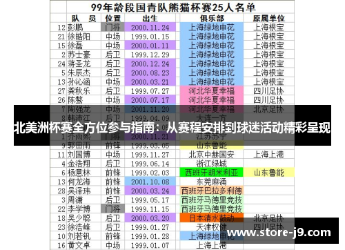北美洲杯赛全方位参与指南：从赛程安排到球迷活动精彩呈现