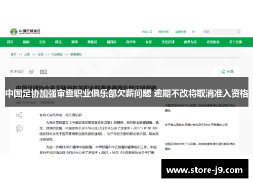 中国足协加强审查职业俱乐部欠薪问题 逾期不改将取消准入资格 中国足协加强审查职业俱乐部欠薪问题 逾期不改将取消准入资格
